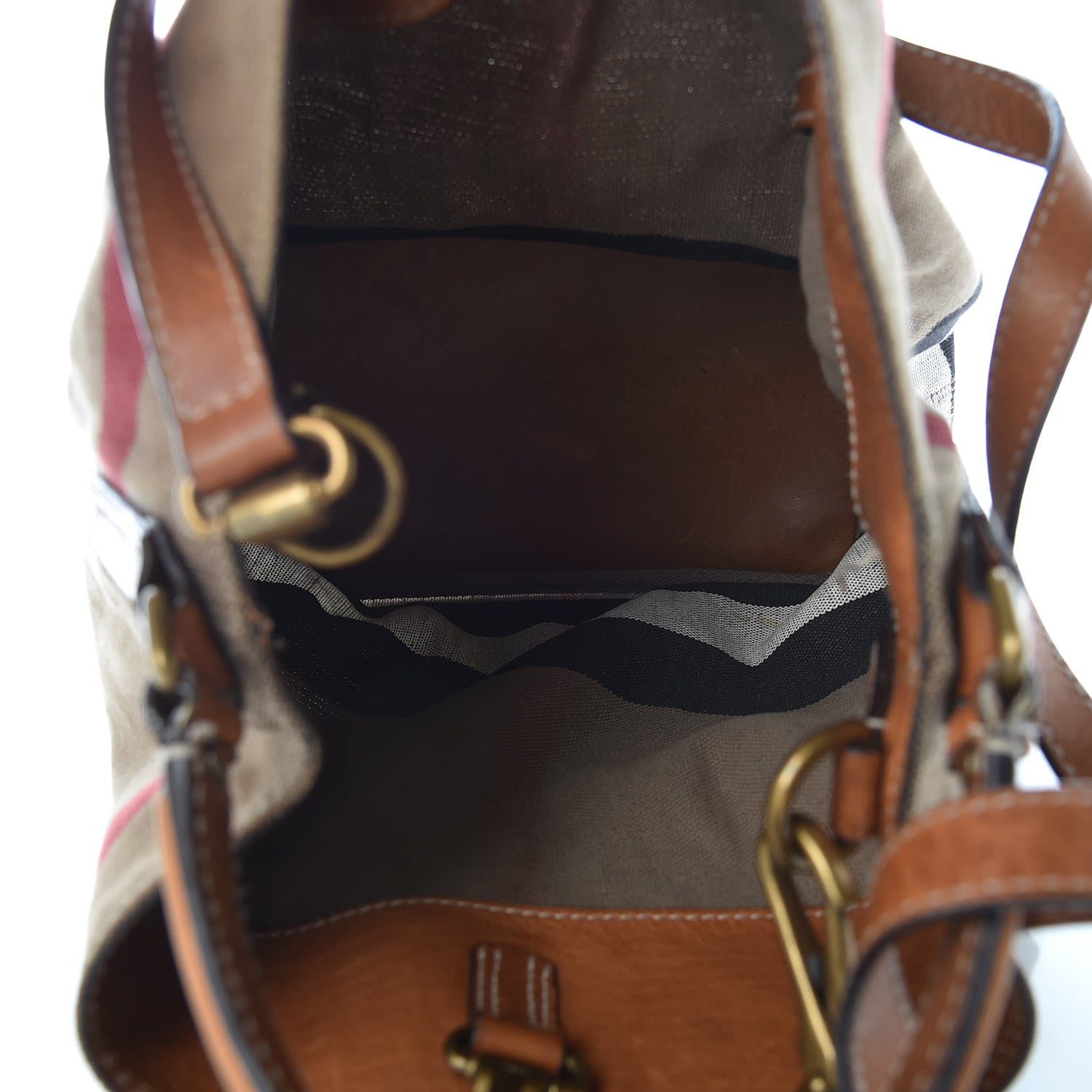Burberry Canvas Mega Check Medium Ashby Hobo Saddle Brown 6 of 16