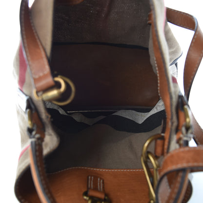 Burberry Canvas Mega Check Medium Ashby Hobo Saddle Brown 6 of 16