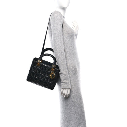 Christian Dior Lambskin Cannage Medium Lady Dior Black 2 of 10