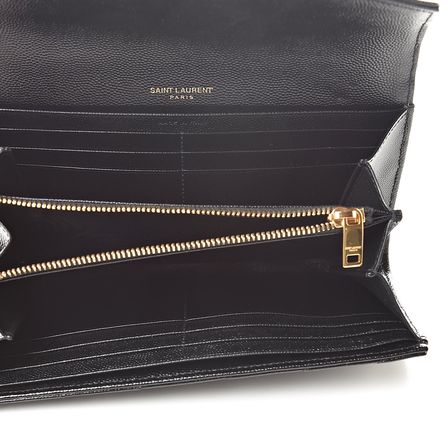 Saint Laurent Grain De Poudre Matelasse Chevron Monogram Flap Wallet Black 5 of 11
