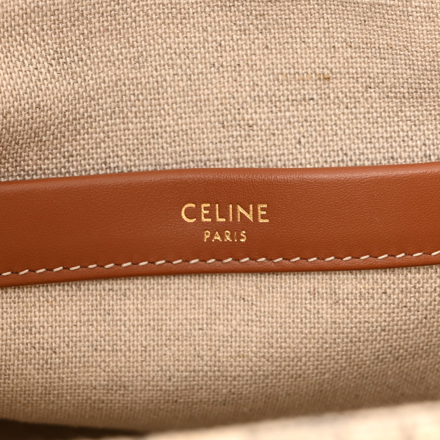 Celine Canvas Calfskin All Over Print Small Cabas Thais Natural Tan 6 of 10