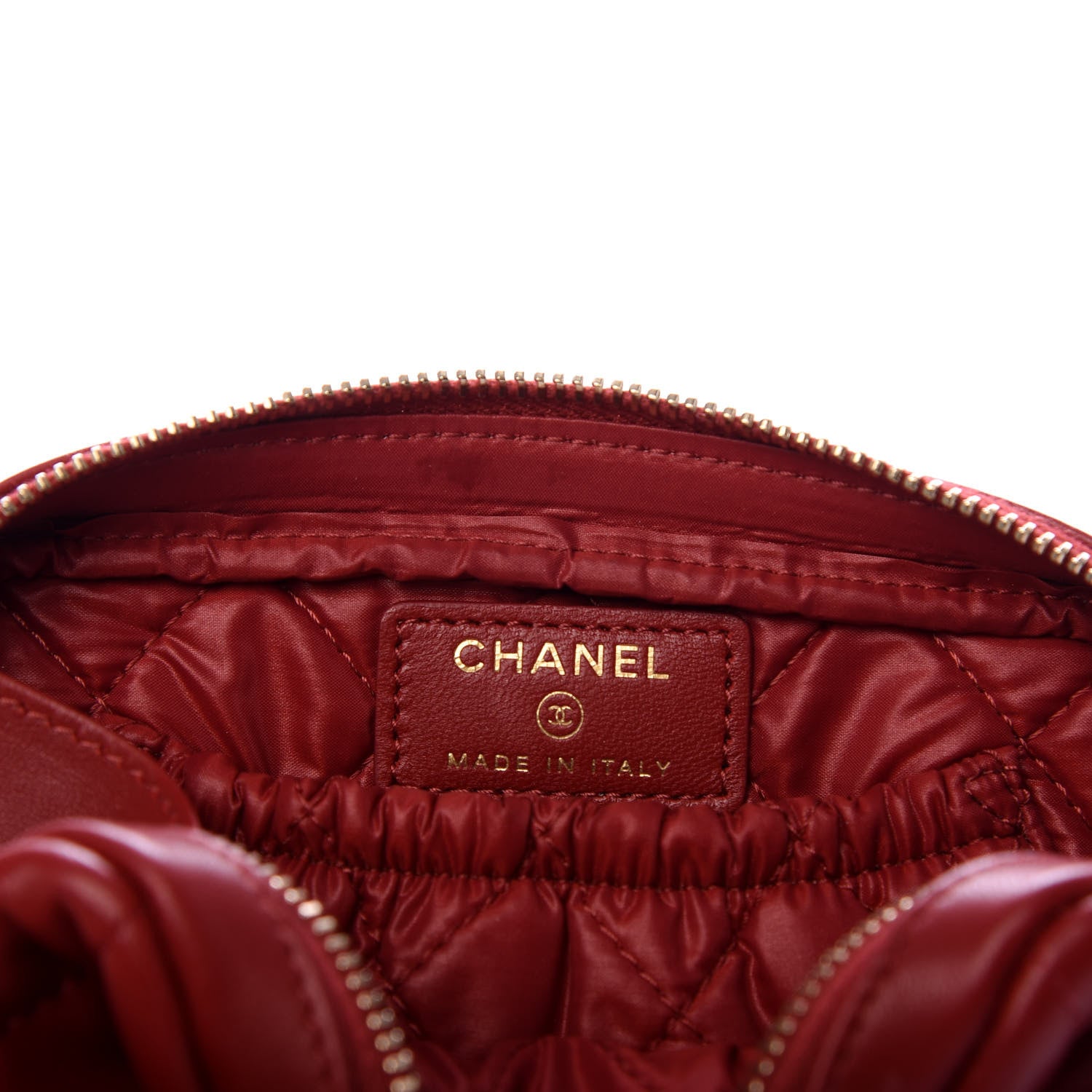 Chanel Lambskin Quilted Small Curvy Pouch Cosmetic Case Dark Red 6 of 7