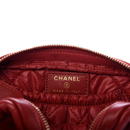 Chanel Lambskin Quilted Small Curvy Pouch Cosmetic Case Dark Red 6 of 7