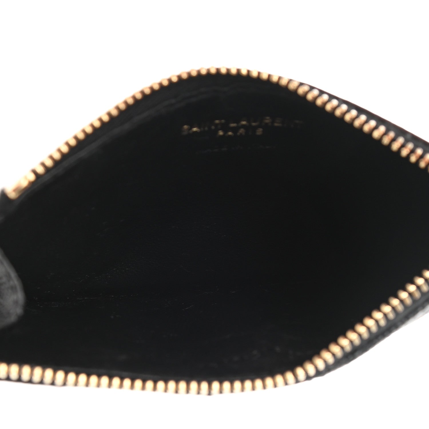 Saint Laurent Grain De Poudre Matelasse Chevron Cassandre Fragments Zippered Card Case Black 5 of 8