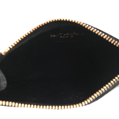Saint Laurent Grain De Poudre Matelasse Chevron Cassandre Fragments Zippered Card Case Black 5 of 8