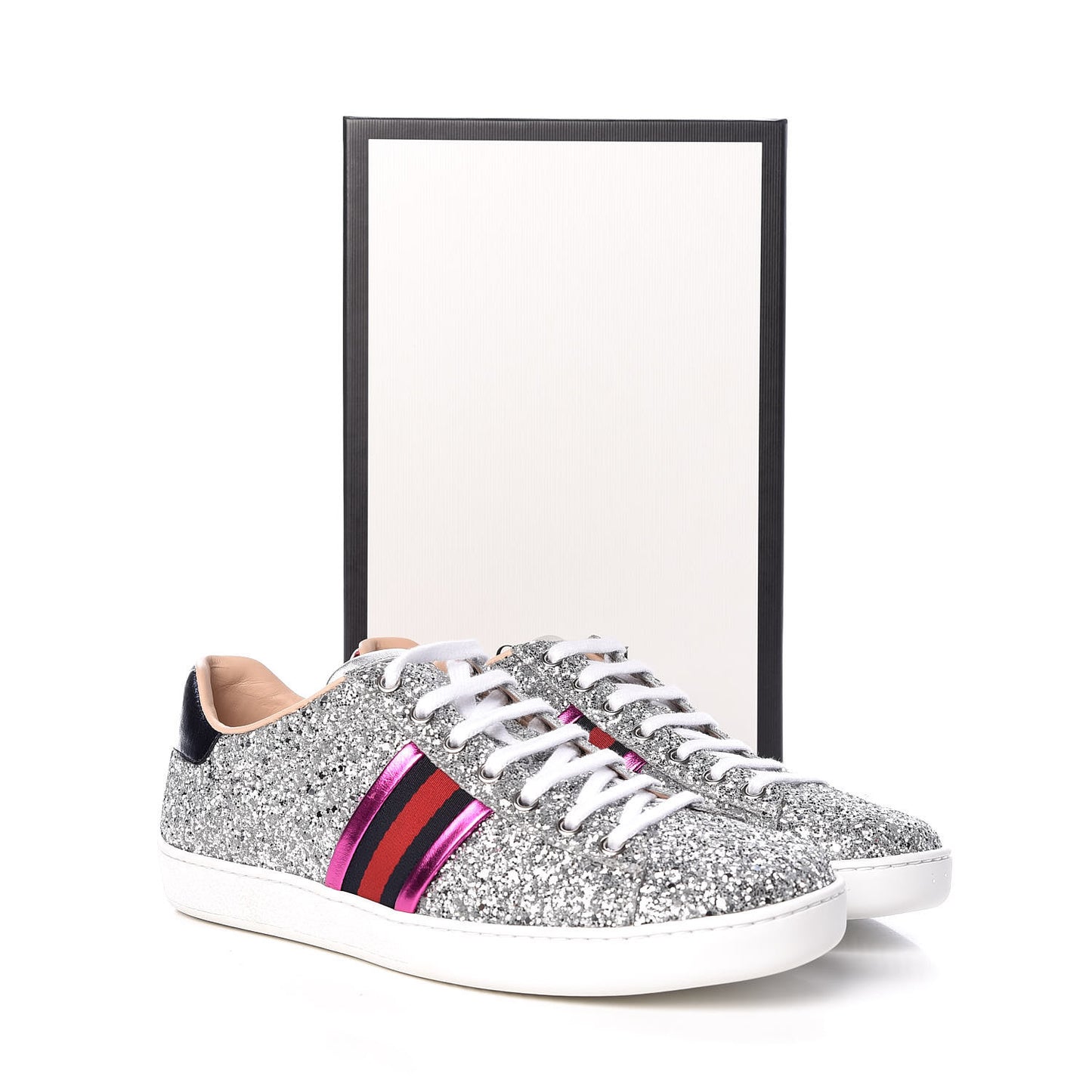 Glitter Web Womens Ace Sneakers 39.5 Silver