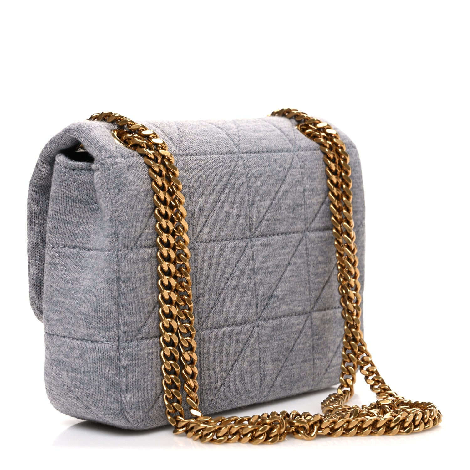 Saint Laurent Jersey Wool Patchwork Monogram Mini Jamie Baguette Grigio 3 of 11