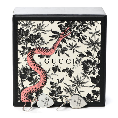 Gucci Sterling Silver Trademark Heart Drop Earrings 5 of 5