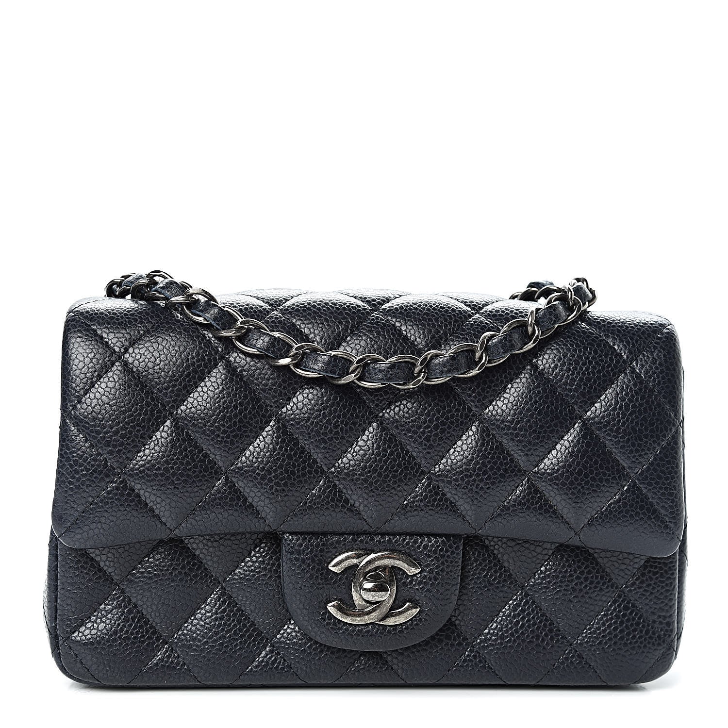 Chanel Iridescent Caviar Quilted Mini Rectangular Flap Navy Blue 1 of 11