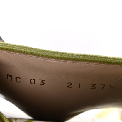 Christian Dior Canvas Check'N'Dior Pop Embroidered Dway Flat Slide Sandals 37.5 Chartreuse 6 of 8