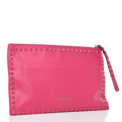 Valentino Garavani Vitello Monochrome Large Rockstud Zip Wristlet Pouch Pop Fuxia 3 of 10