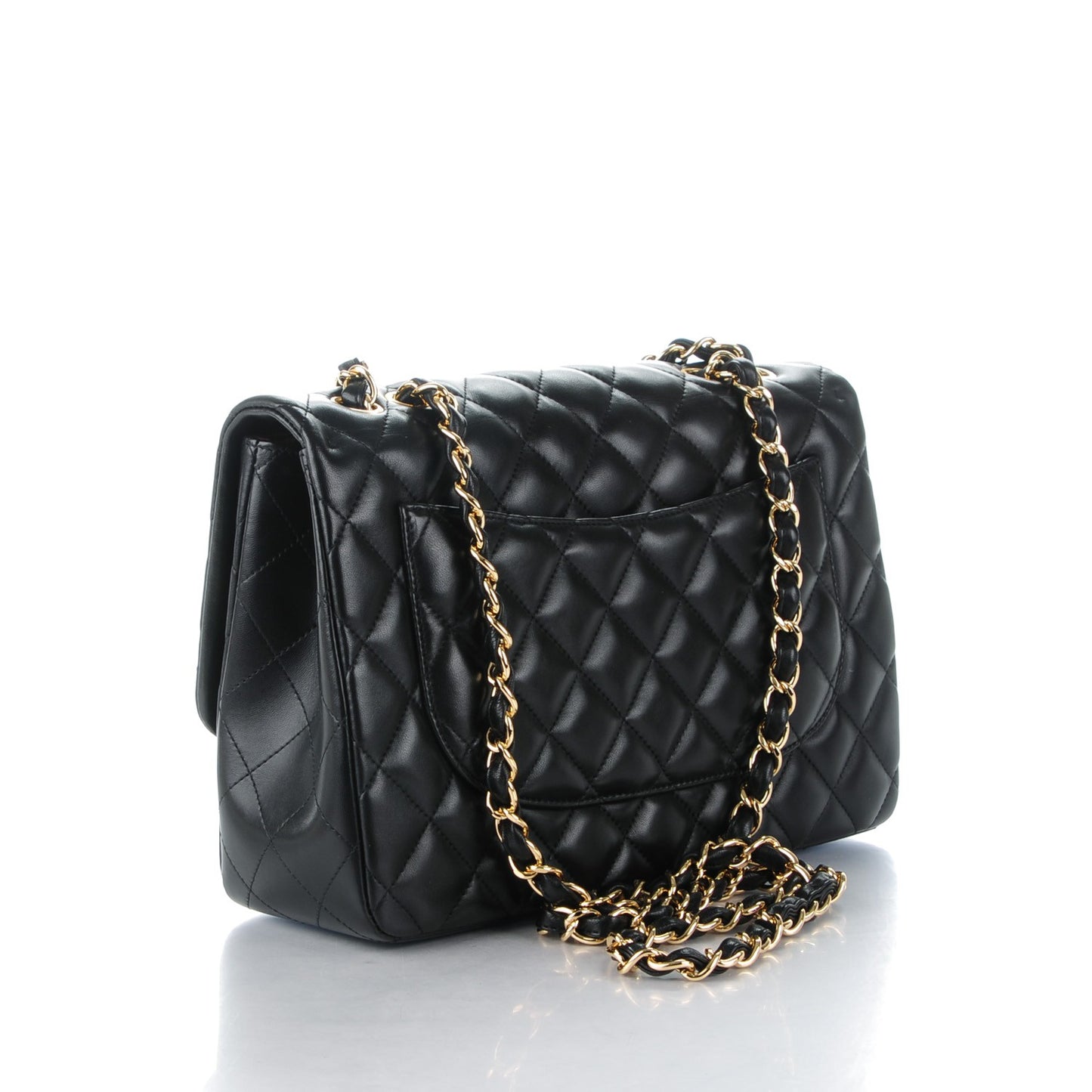 Lambskin Quilted Jumbo Single Flap Black