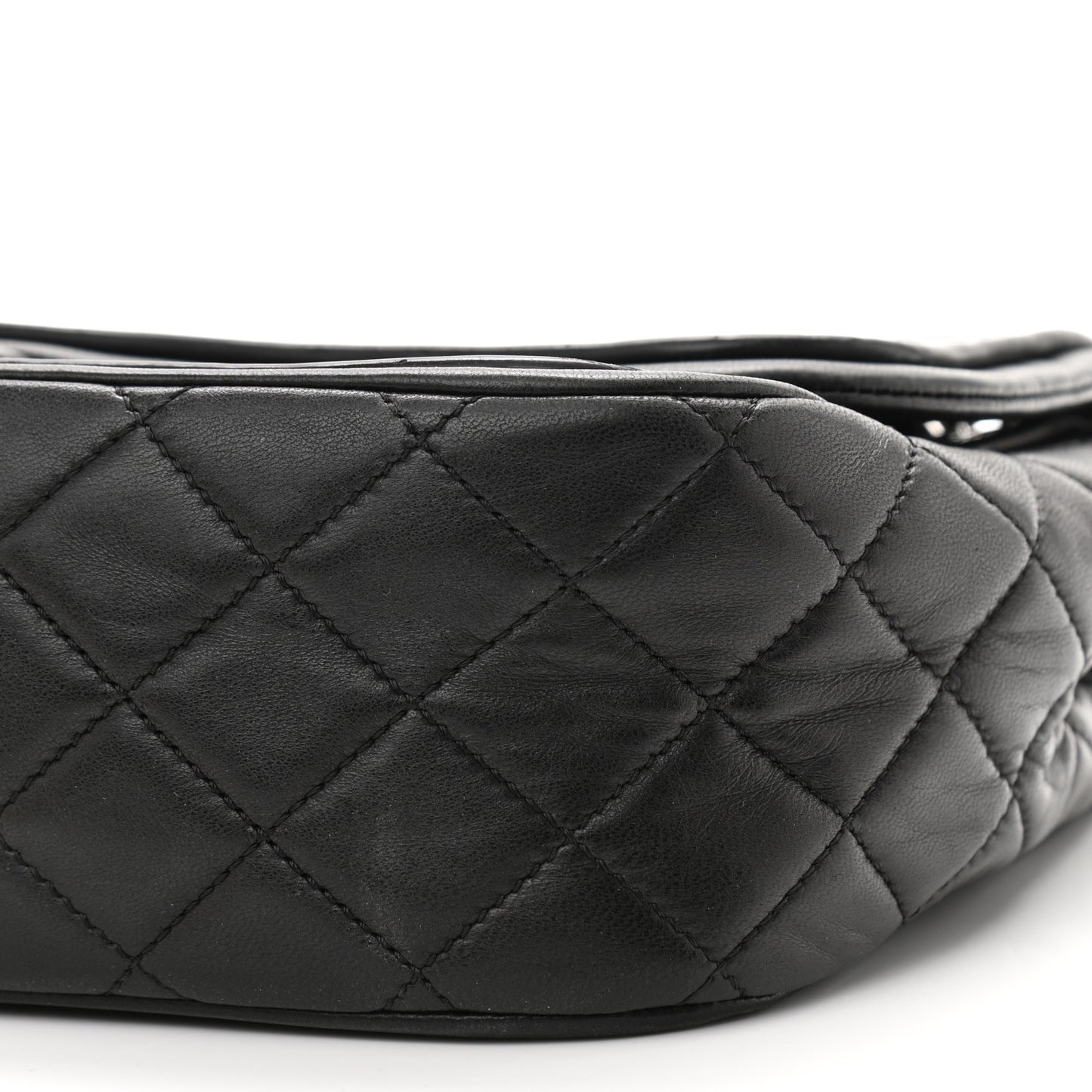 Patent Quilted Jumbo Classic Twist Flap Bag Black