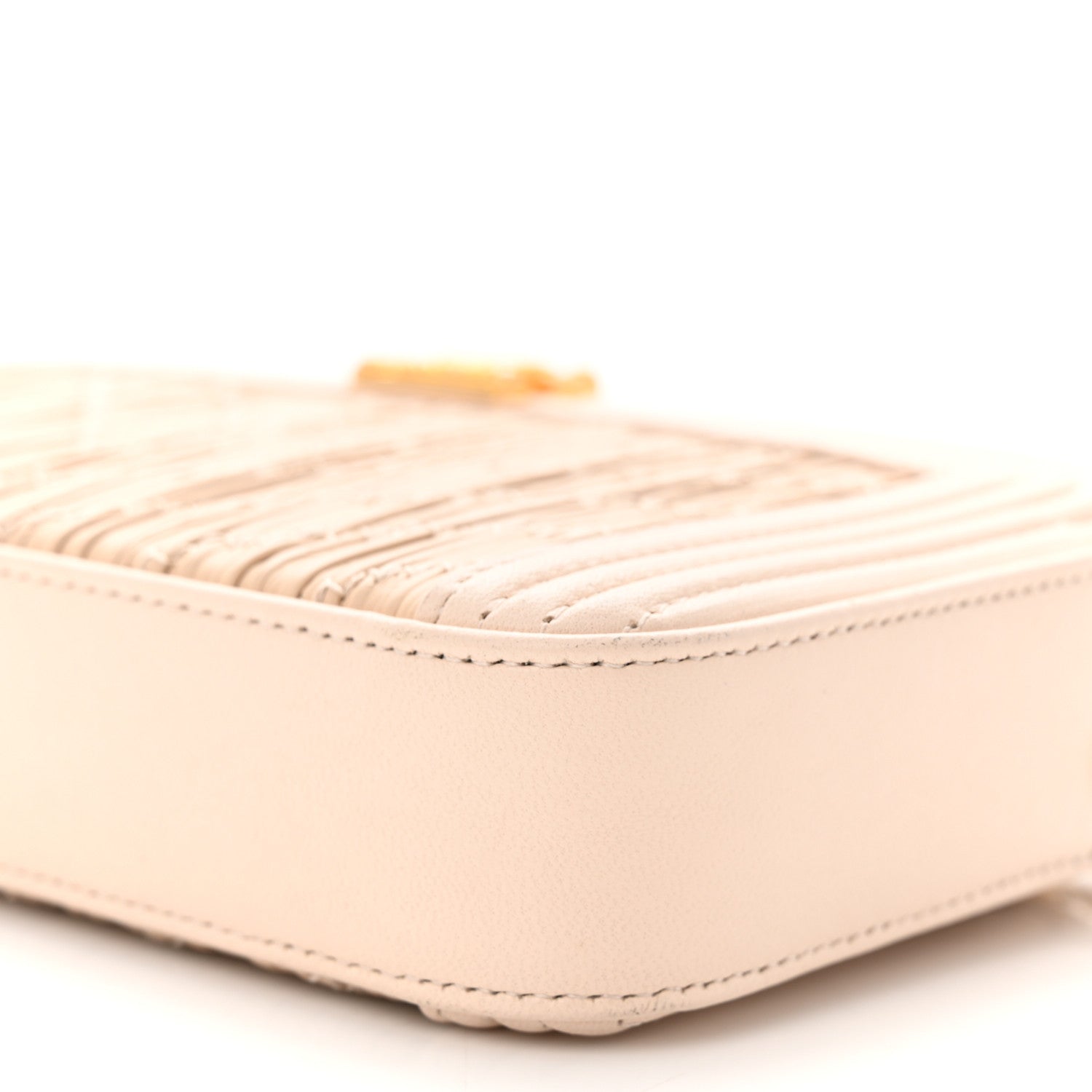Chanel Crumpled Lambskin Chevron Quilted Pleated Small Boy Clutch With Chain Beige 13 of 13