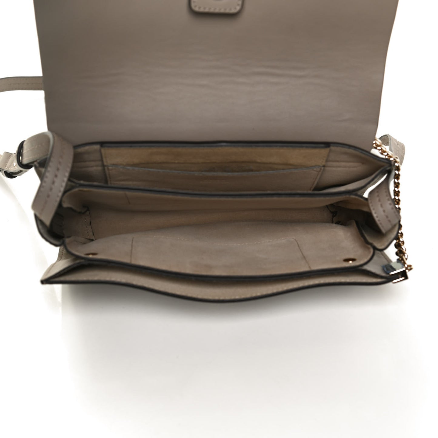 Suede Calfskin Small Faye Shoulder Bag Motty Grey