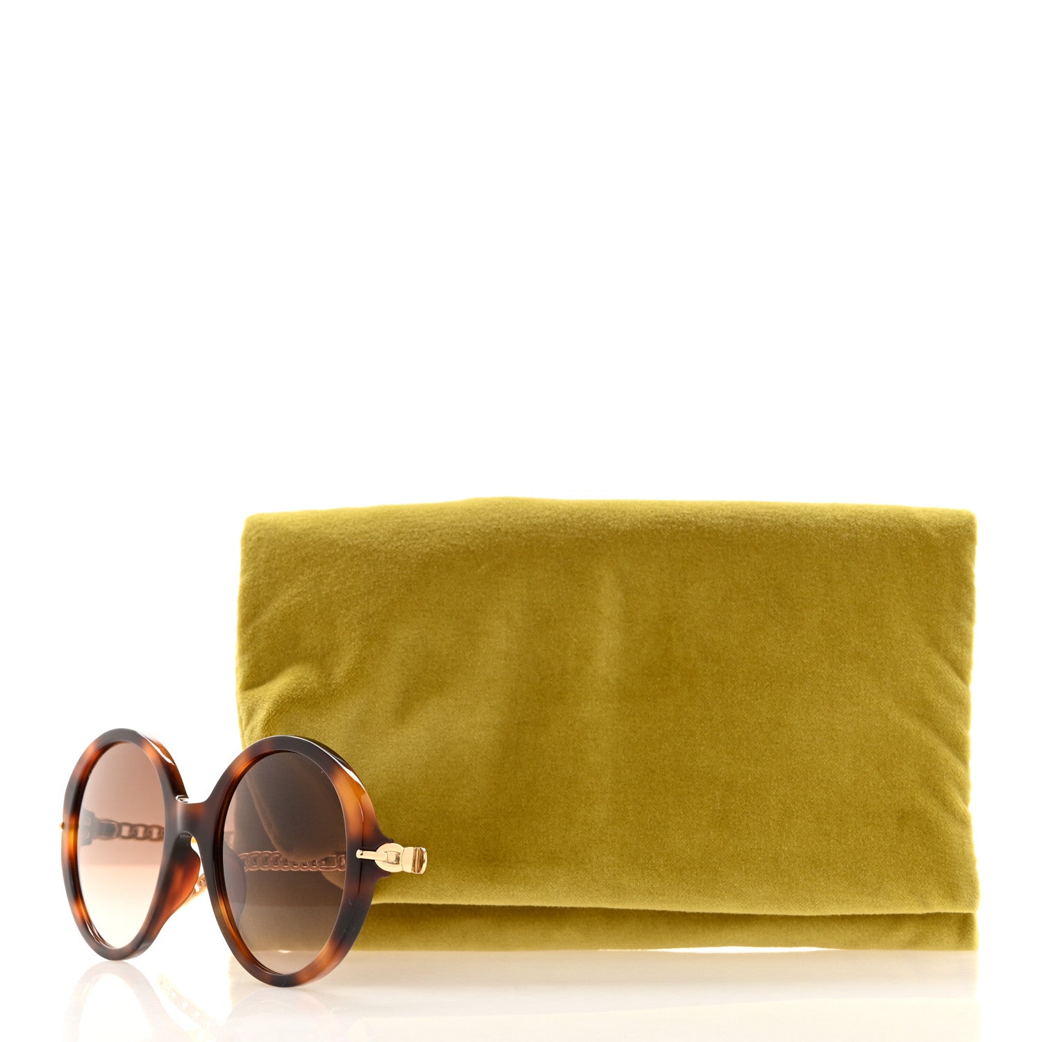 Gucci Acetate Detachable Charm Oversized Frame Round Sunglasses GG0726S Havana 3 of 8