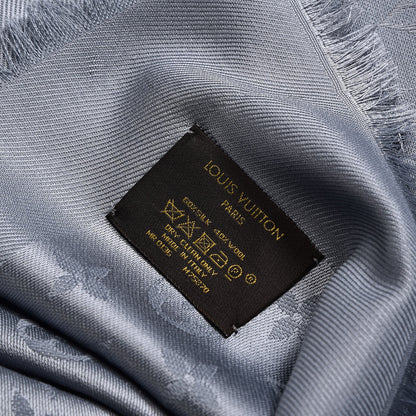 Louis Vuitton Silk Wool Monogram Shawl Charcoal Grey 5 of 5
