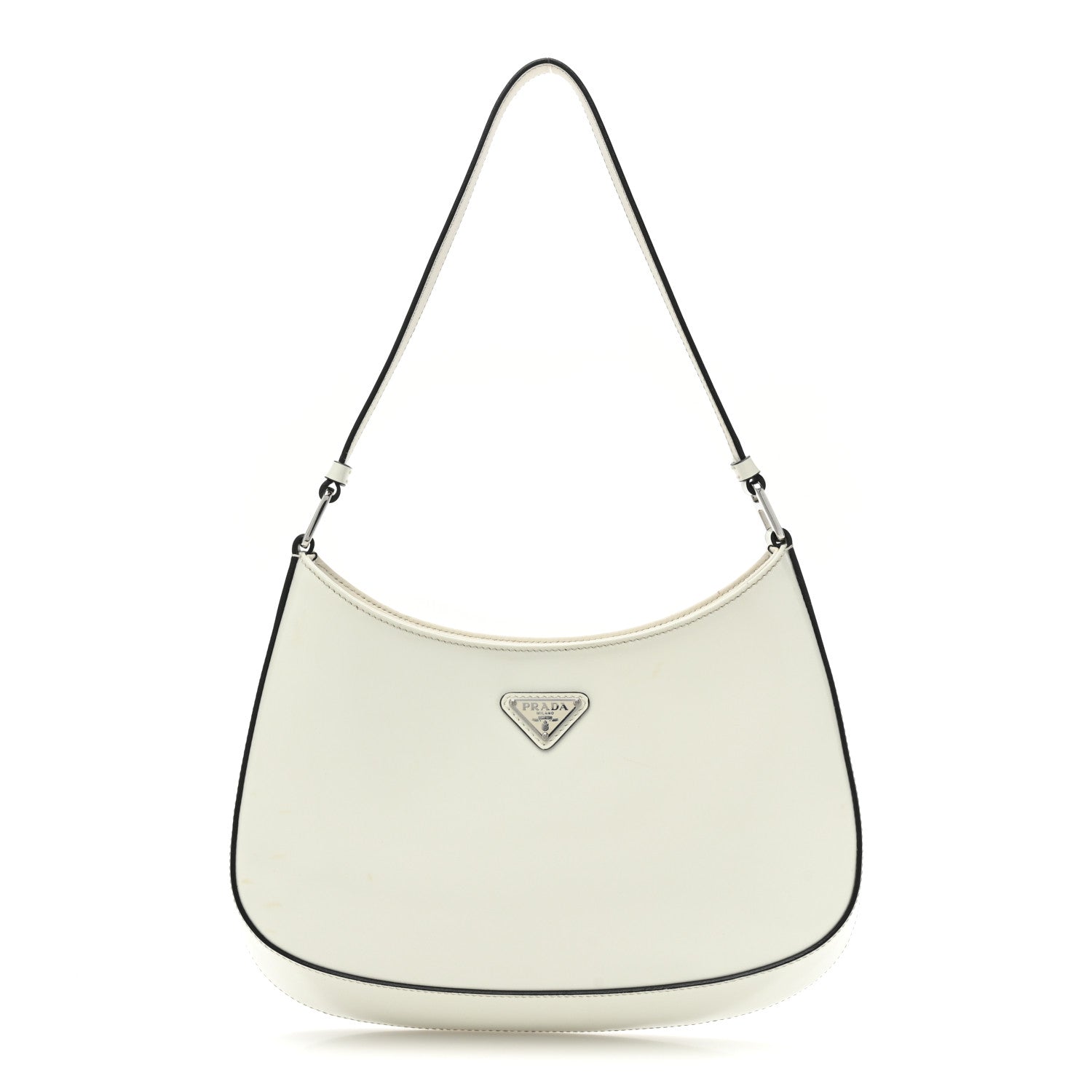 Prada Spazzolato Cleo Shoulder Bag White Black 1 of 11