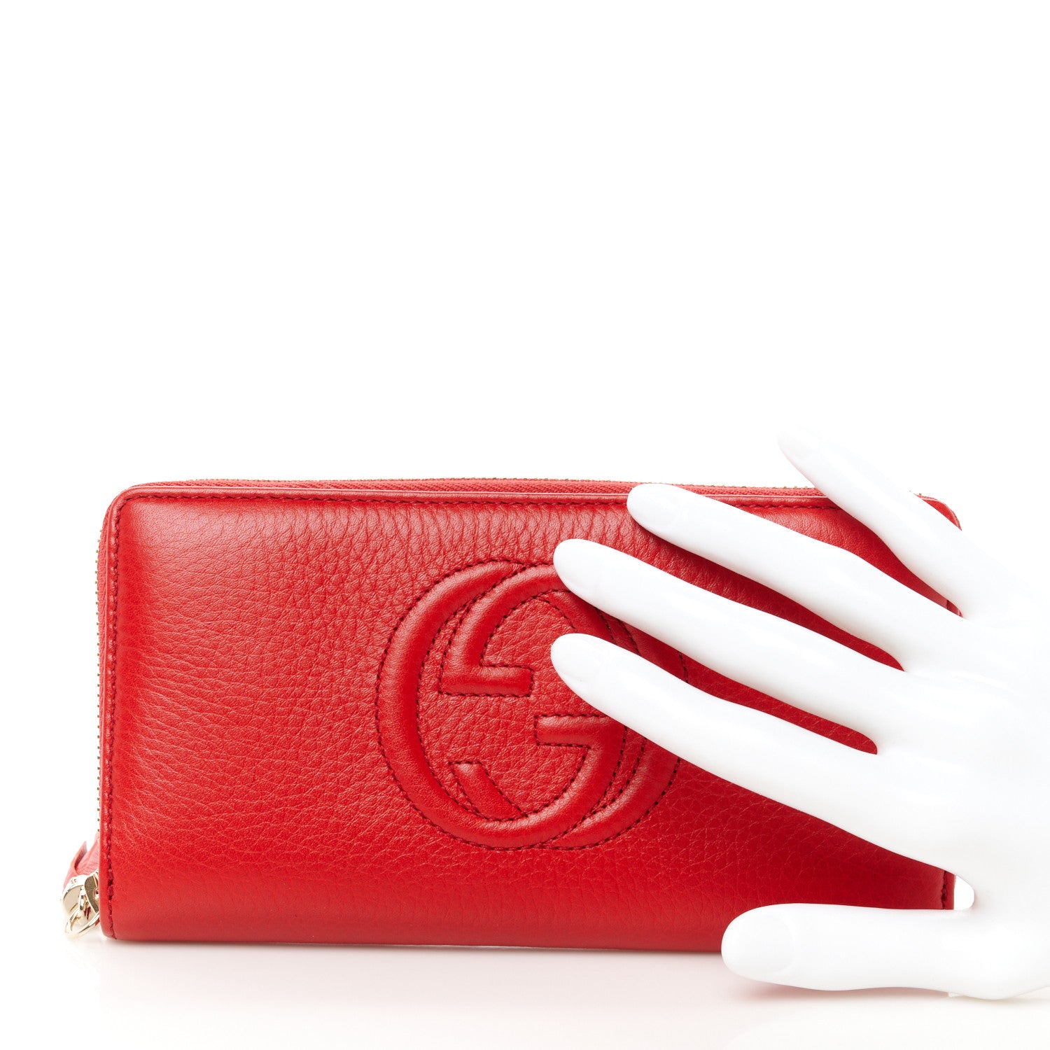 Gucci Pebbled Calfskin Soho Zip Around Wallet Red 2 of 8