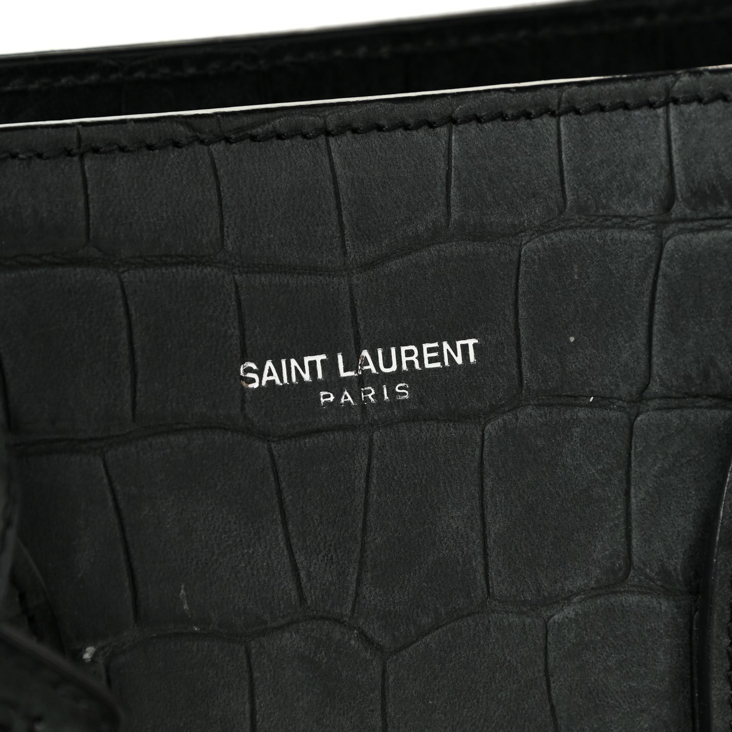 Calfskin Crocodile Embossed Small Sac De Jour Dusty Black