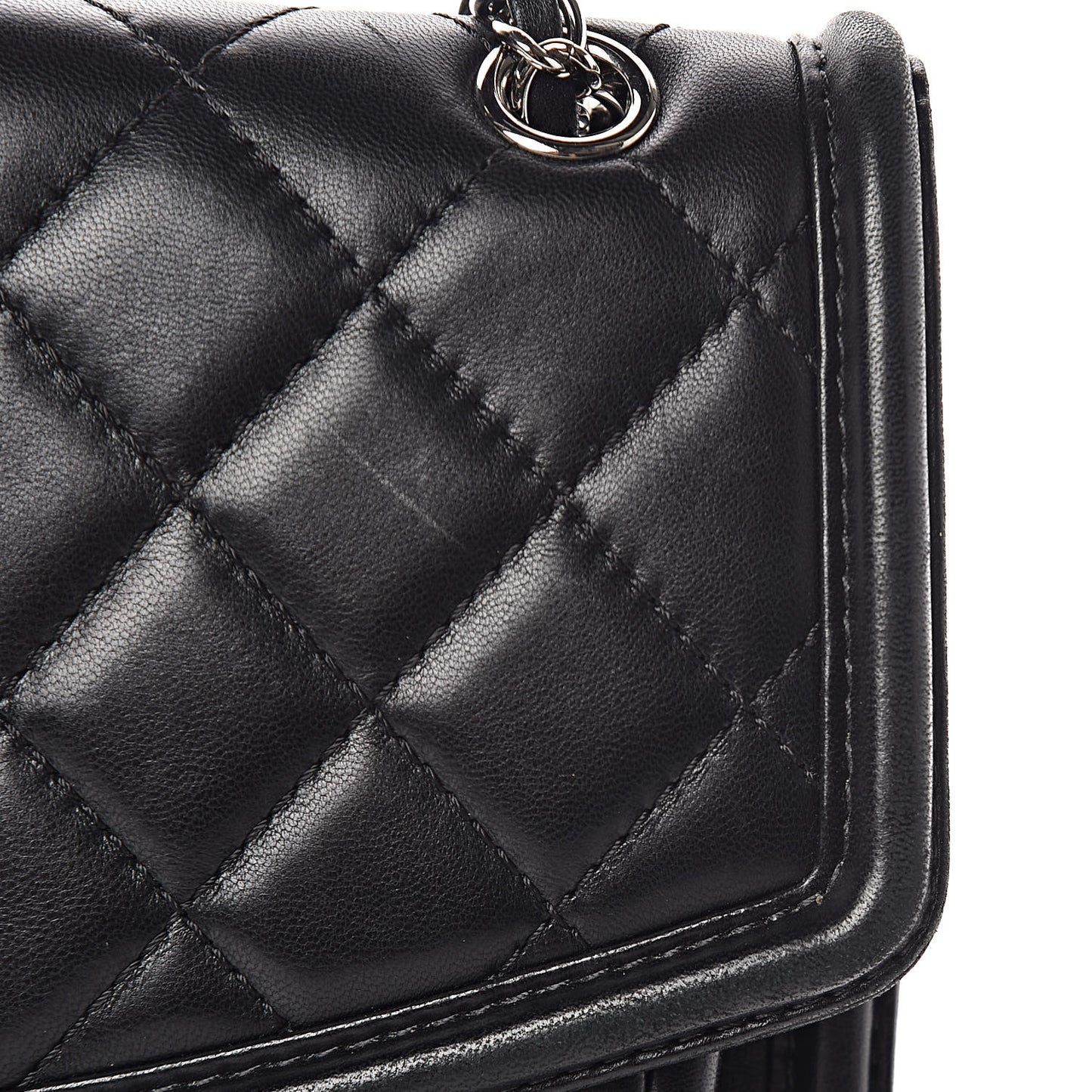 Lambskin Quilted Large Geometric Flap Black