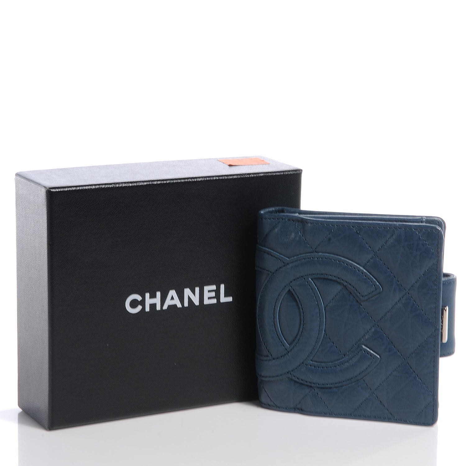 Chanel Aged Calfskin Cambon Compact Wallet Blue 5 of 8