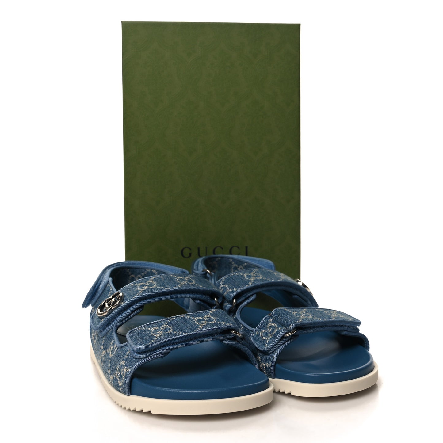 Monogram Denim Double G Womens Dad Sandals 39 Light Blue