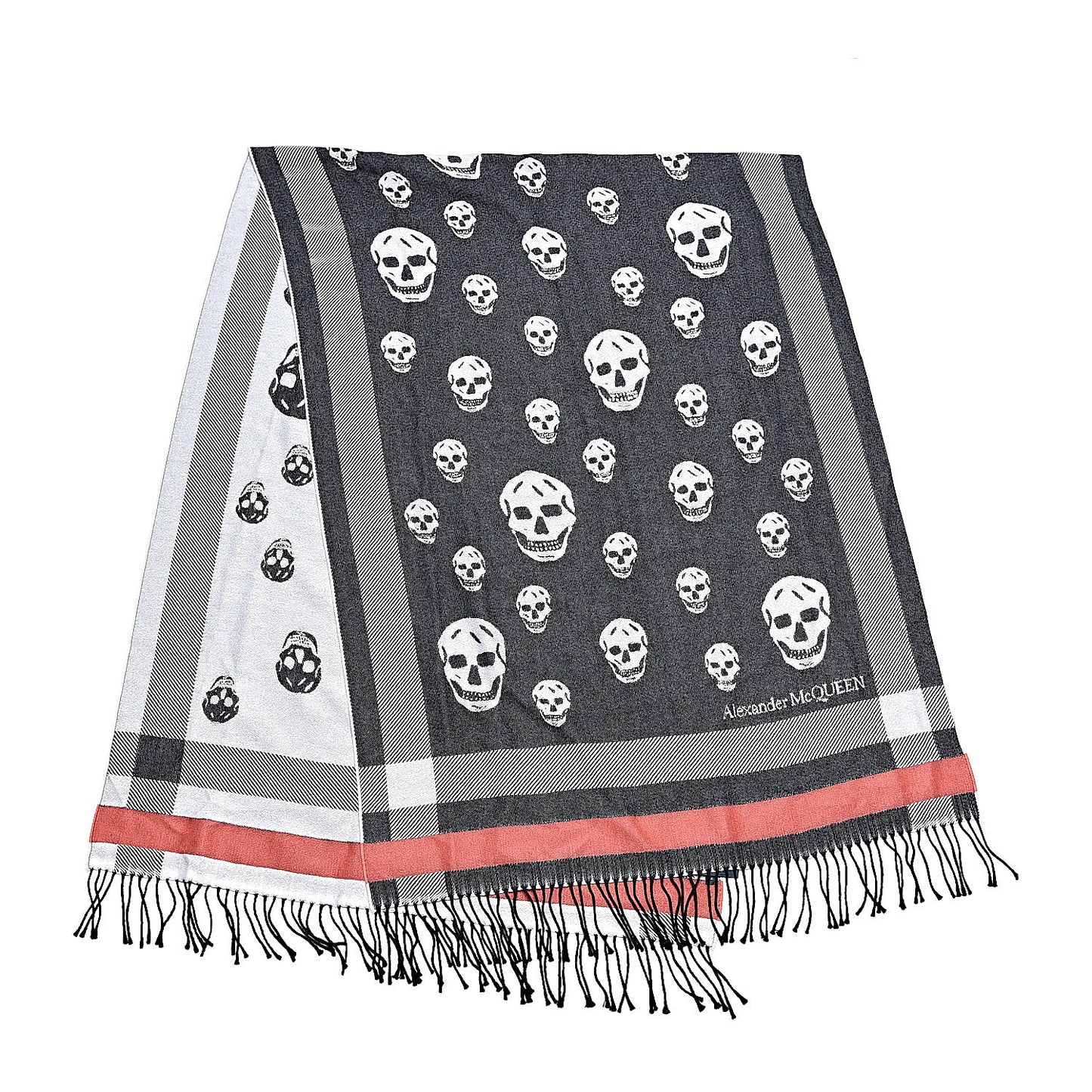 Wool St. Skull Big Stole Scarf Black Grey