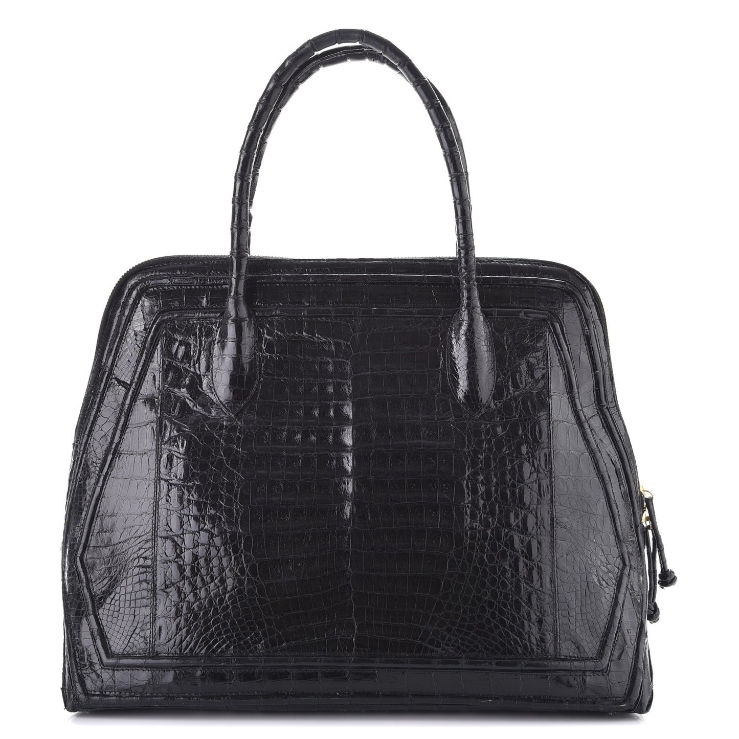 Crocodile Top Handle Tote Black