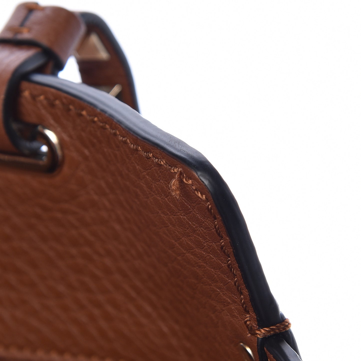 Pebbled Calfskin Medium Rockstud Tote Bright Cognac