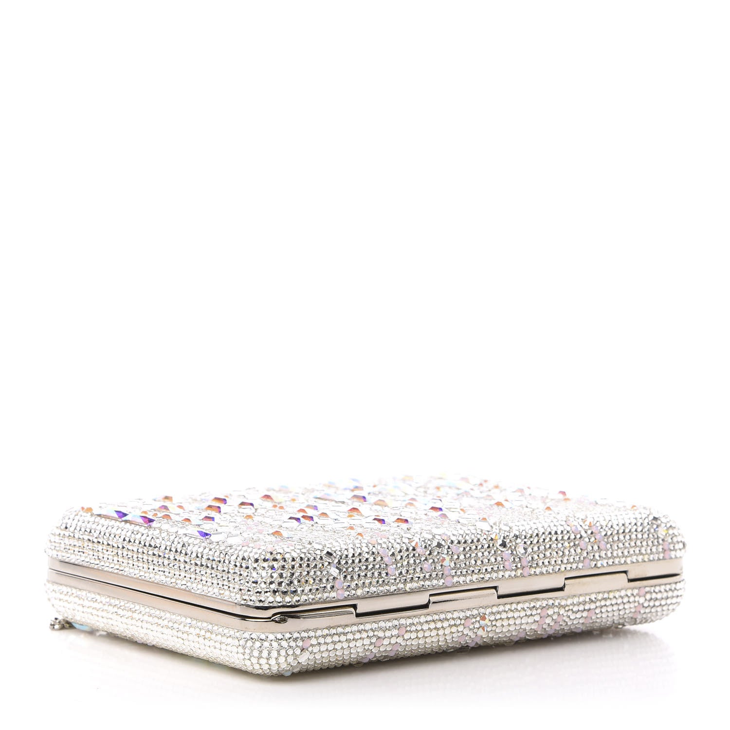 Judith Leiber Crystal Embellished Slim Slide Minaudiere Clutch Silver 4 of 12