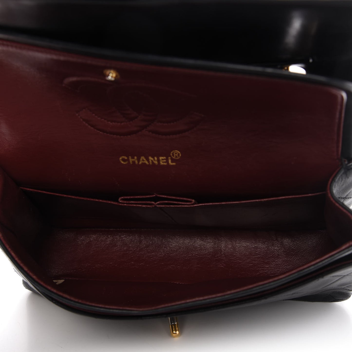 Lambskin Quilted Medium Double Flap Black