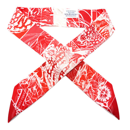 Hermes Silk Jungle Love Rainbow Twilly Rouge Bordeaux White 1 of 4