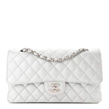 Chanel Glittered Metallic Caviar Quilted Medium Double Flap Silver 1 of 11