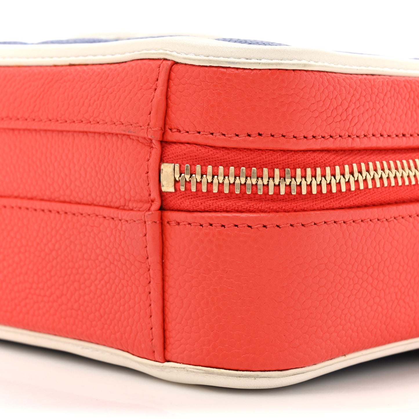 Caviar Quilted Small CC Filigree Vanity Case Blue White Red