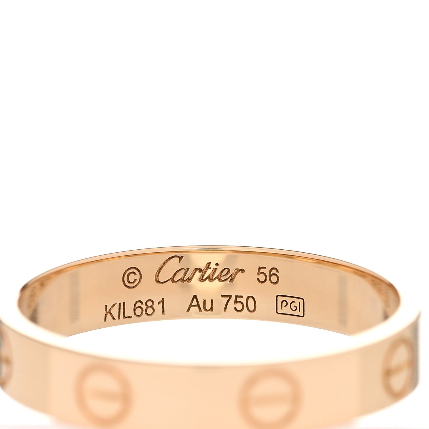 18K Yellow Gold 3.5mm LOVE Wedding Band Ring 56 7.5
