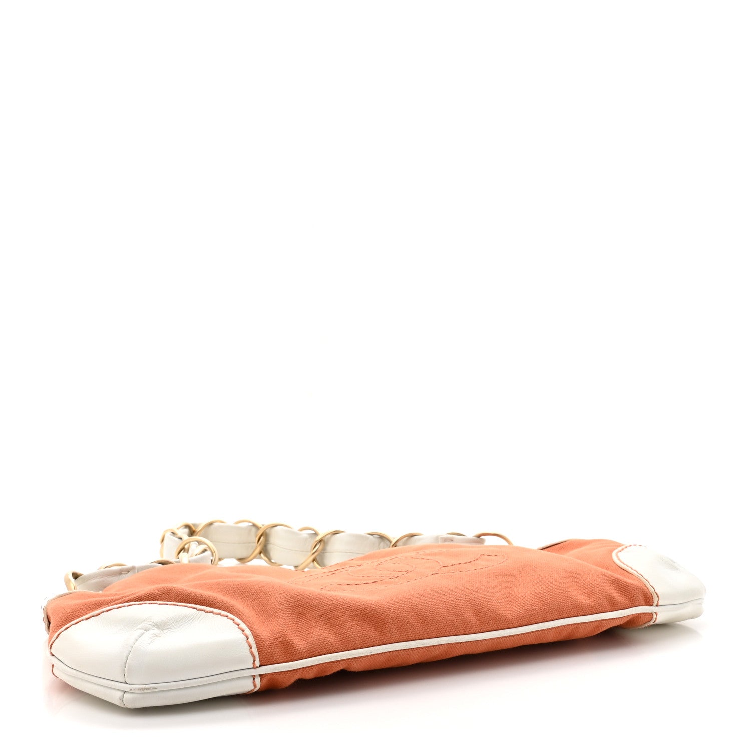 Chanel Lambskin Canvas CC Olsen Chain Small Shoulder Bag White Orange 4 of 16