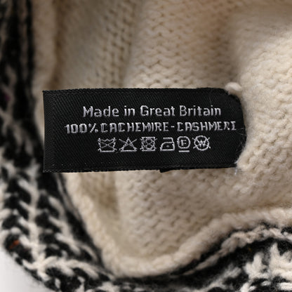 Chanel Cashmere Houndstooth CC Beanie Hat White Black 6 of 6