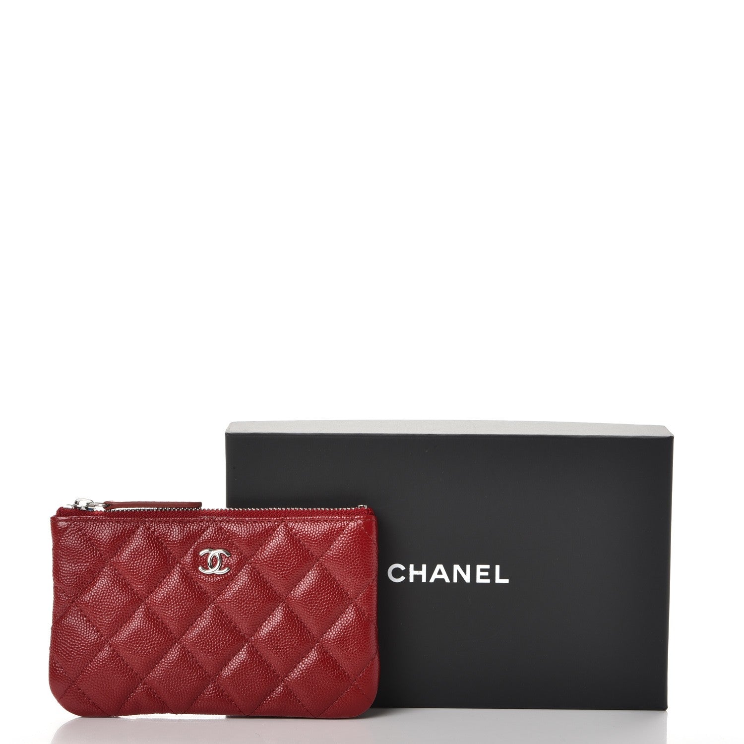 Chanel Caviar Quilted Small Cosmetic Case Dark Red 8 of 8