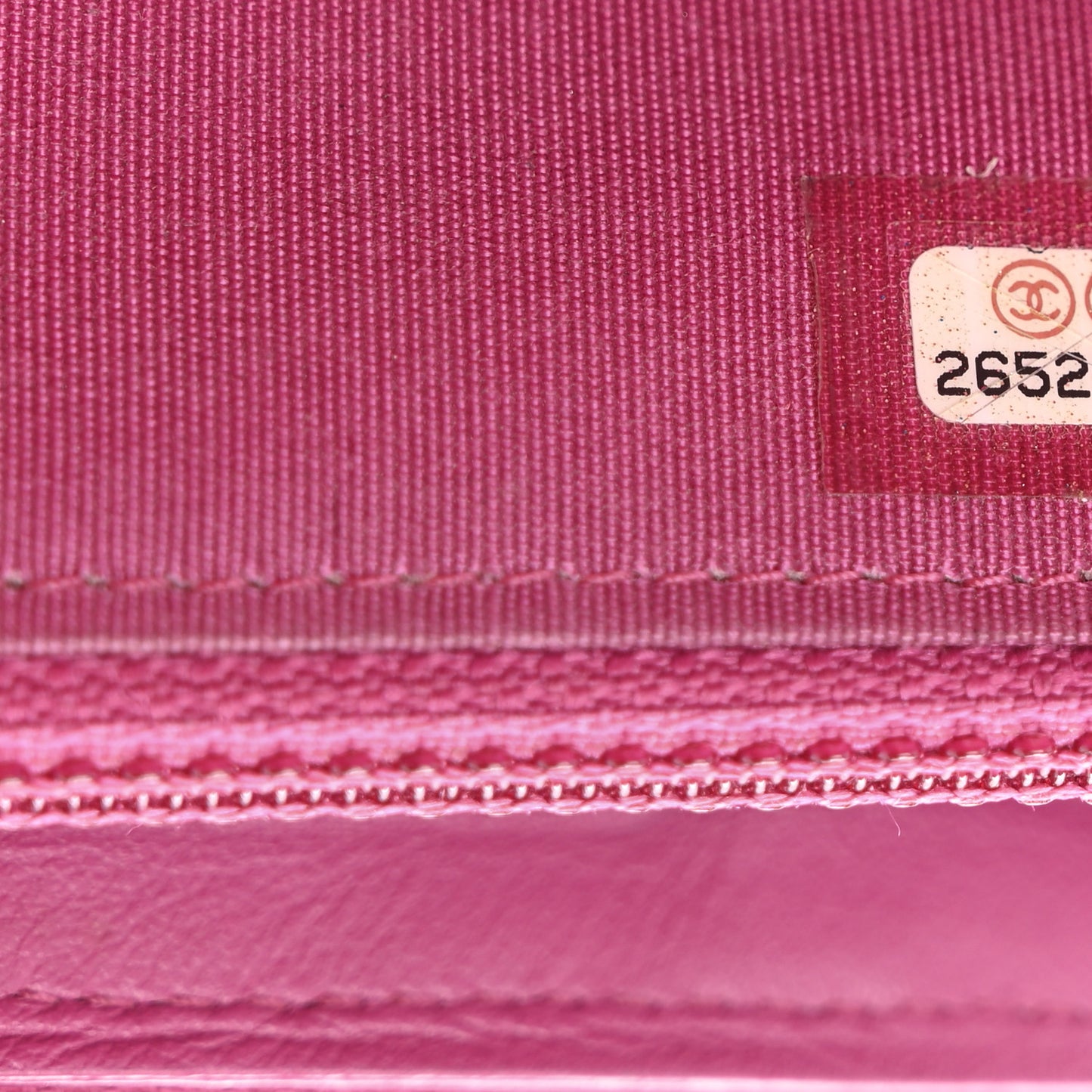 Lambskin Camellia Embossed Small Zip Around Wallet Dark Pink