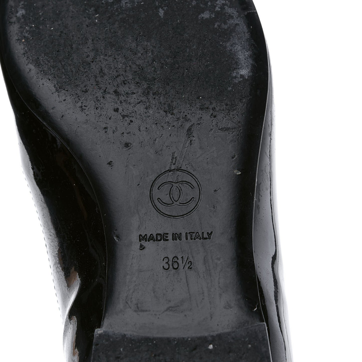 Patent Cap Toe Ballerina Flats 36.5 Black White