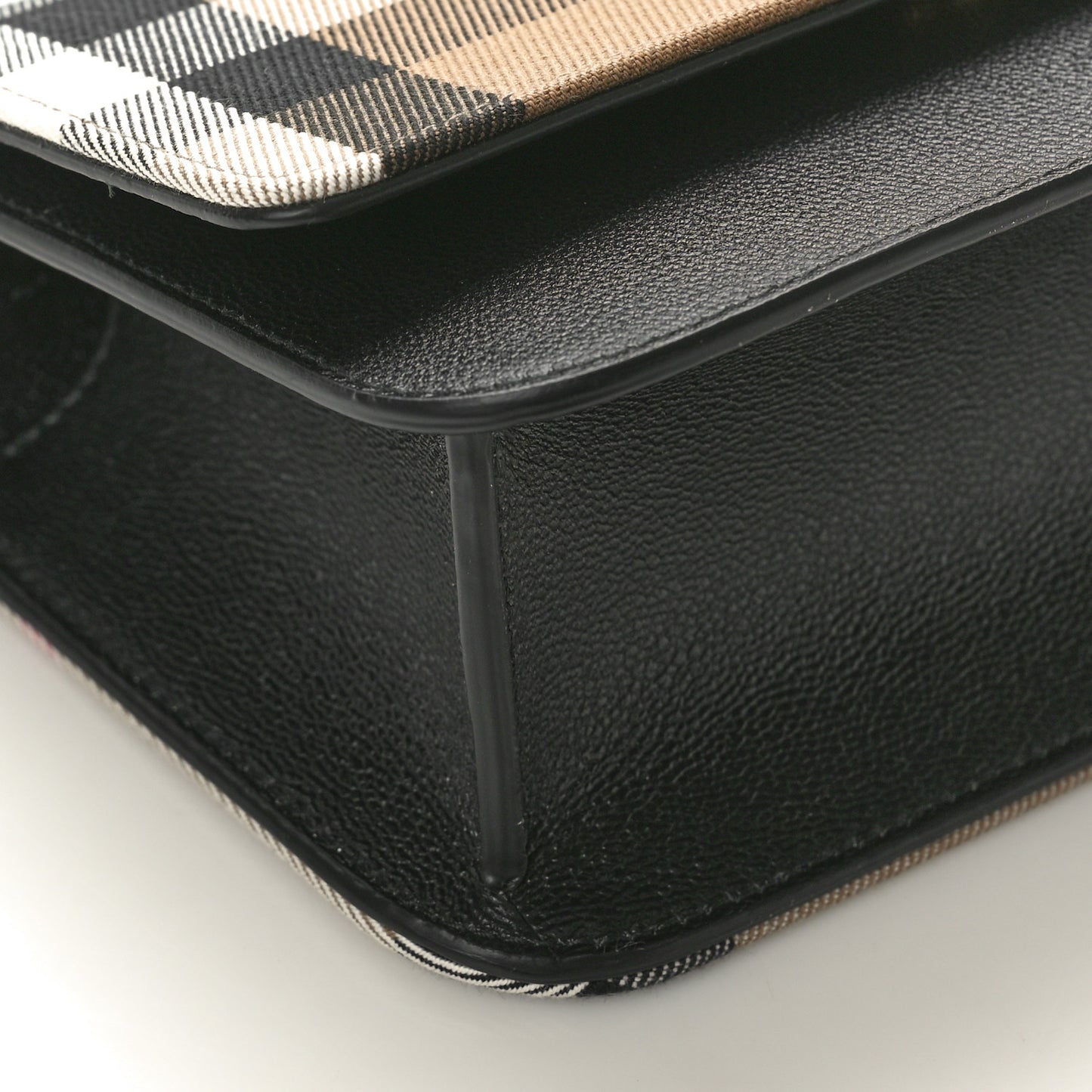 Grained Calfskin House Check Small Madison Shoulder Bag Black