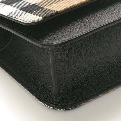 Burberry Grained Calfskin House Check Small Madison Shoulder Bag Black 8 of 9