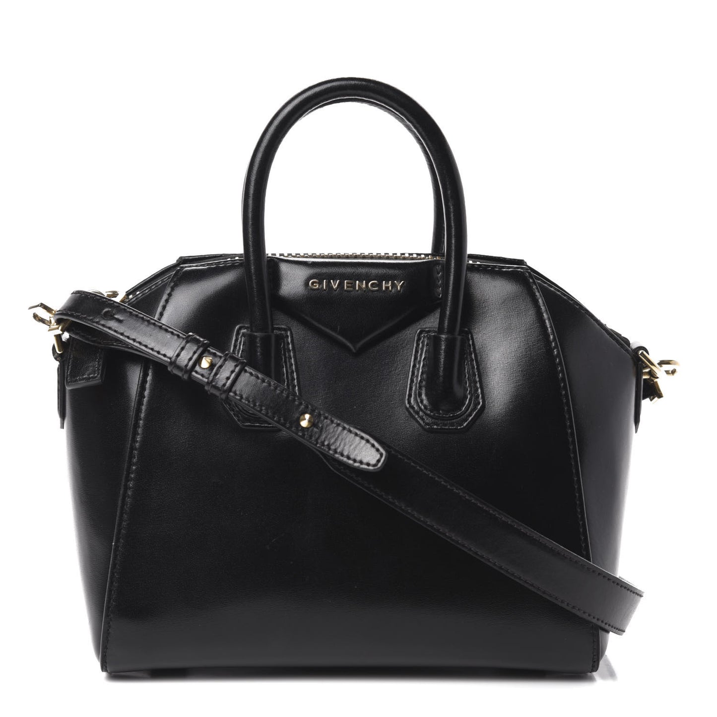 Shiny Lord Calfskin Mini Antigona Black
