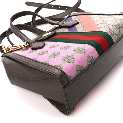 Gucci GG Supreme Monogram Equestrian Web Small Ophidia Tote Bag Beige Multicolor New Acero 10 of 11
