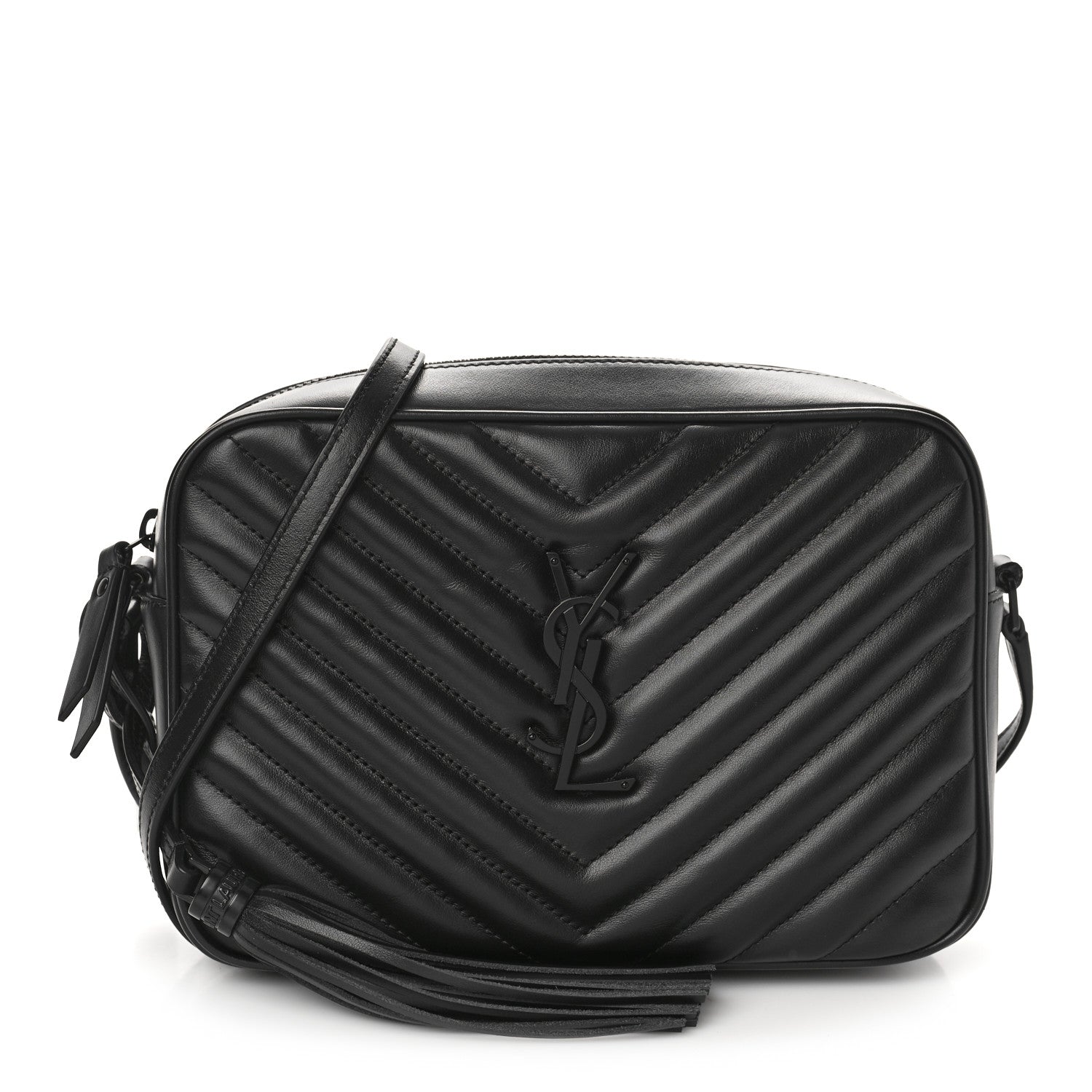 Saint Laurent Calfskin Matelasse Monogram Monochrome Lou Camera Bag Black 2 of 8