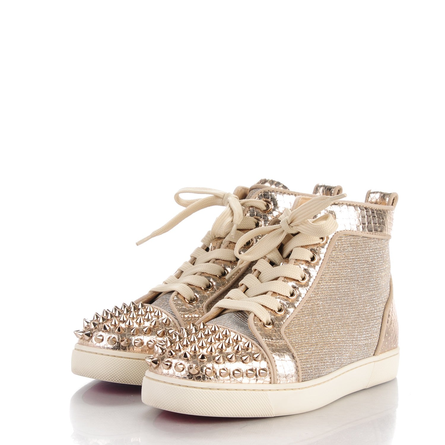 Christian Louboutin Lame Lou Spikes Flat Sneakers 36.5 gold 3 of 8