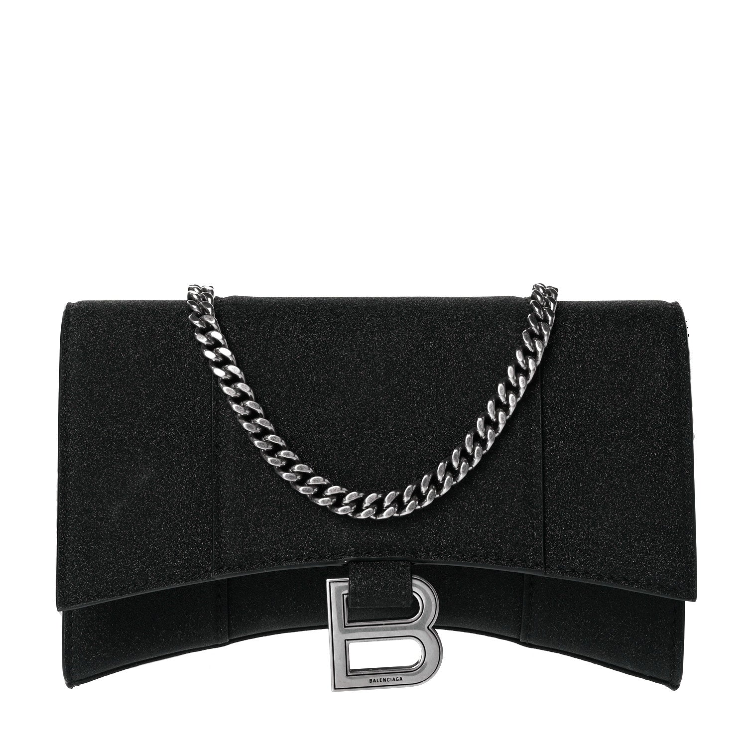 Balenciaga Glitter Fabric Hourglass Chain Bag Black 1 of 15