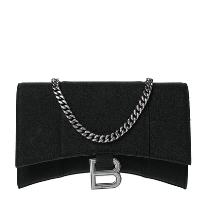 Balenciaga Glitter Fabric Hourglass Chain Bag Black 1 of 15