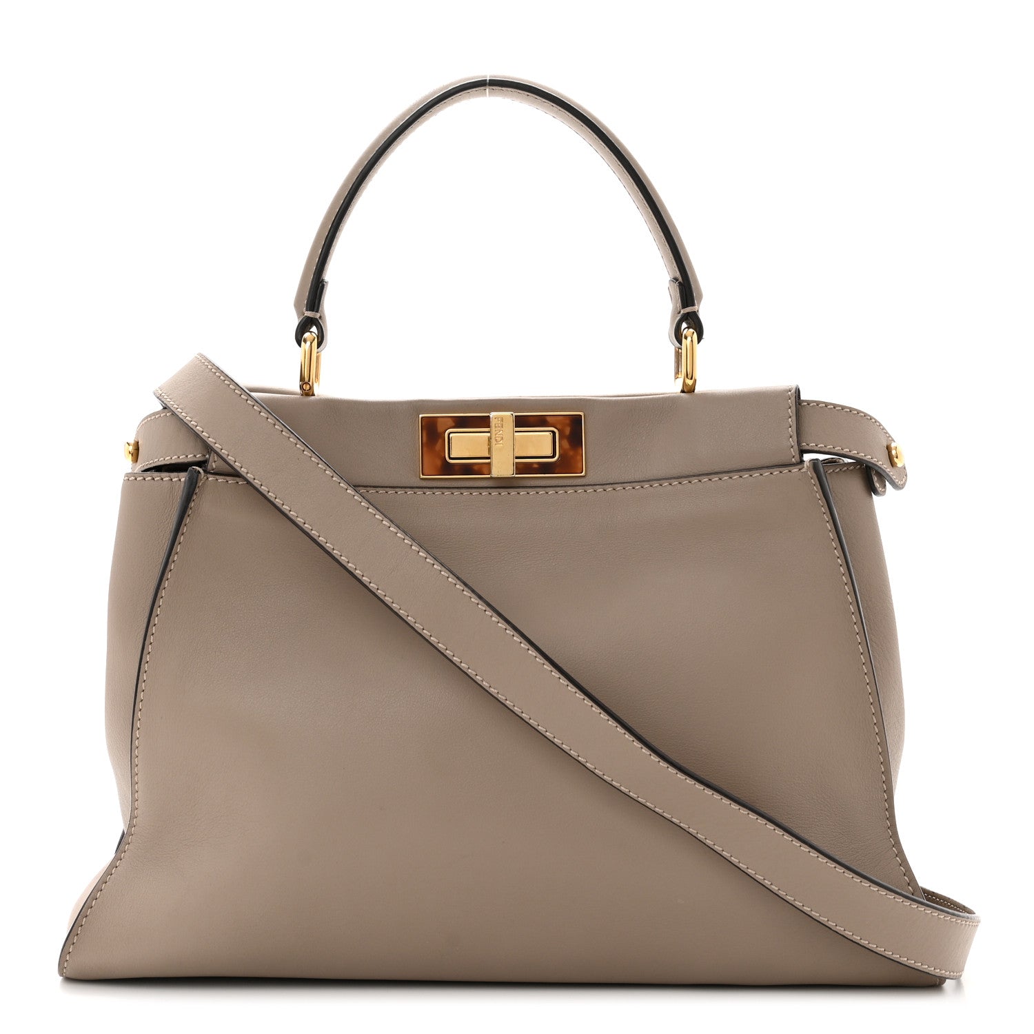Fendi Vitello Seta Plexiglass Tortoise Medium Peekaboo Iconic Satchel Tortora 1 of 11